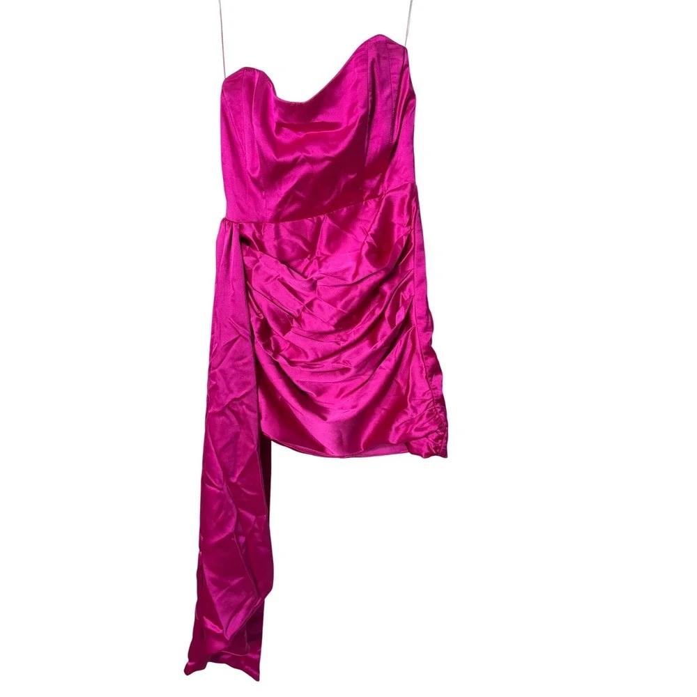 Katie May Chasing Dawn Strapless Mini Dress Electric Pink Womens Size S - Picture 3 of 10